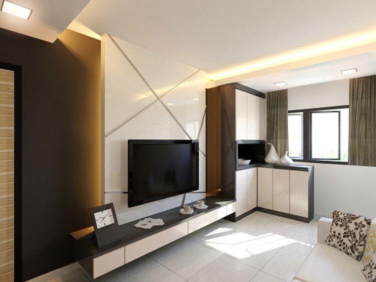 Floating Credenza & Acoustic Wall Panel TV Unit