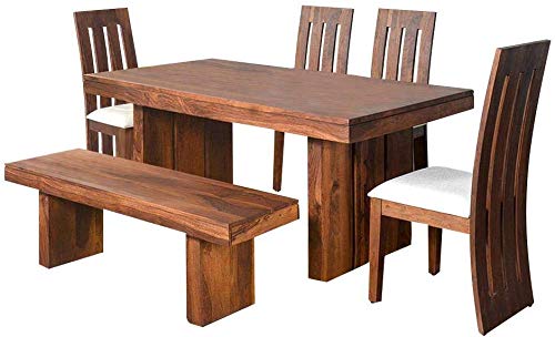Modern Solid Teak Dining Table & Chair Suite
